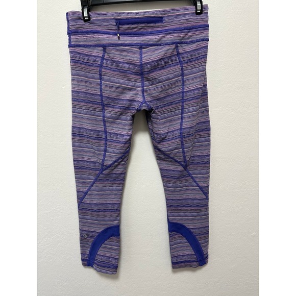 Lululemon Inspire Crop II‎ Purple Space Dye Twist Workout Leggings, Size 6 - Picture 3 of 8